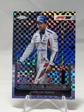 2025 Topps Chrome F1 Carlos Sainz Checker Flag Refractor SP 189 On The Move
