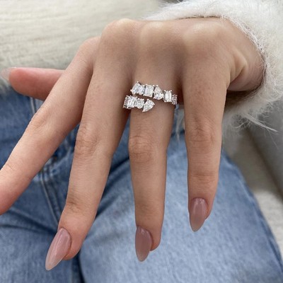2.80 Ct Multi-Shape Lab Grown Luxury Diamond Bridal Band 14k White Gold E F VVS2
