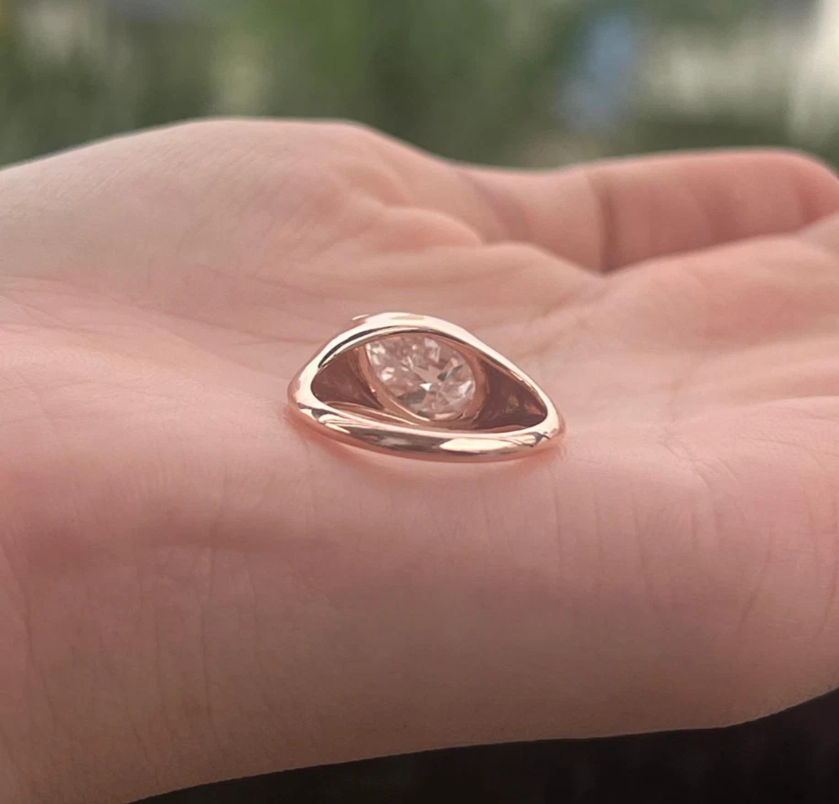 Lab Grown Diamond Engagement Ring Pear Cut 10k Solid Gold Rings gifts for him - Image 4 of 4