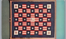 Bicentennial Quilt Postcard Sun City AZ American Heritage Flag Stars Stripes