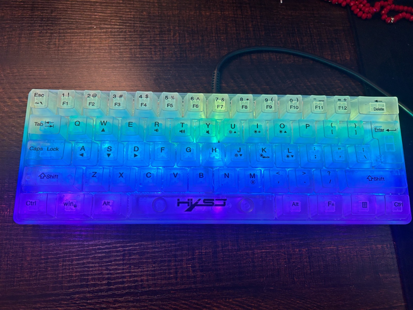 60% Compact Transparent RGB Gaming Keyboard 61 ABS High Profile Keys HYSO Brand