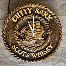 Vintage Cutty Sark Scot Whiskey Faux Wood Clock