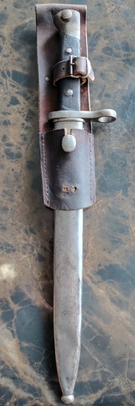 ORIGINAL ANTIQUE M1895 CHILEAN MAUSER KNIFE BAYONET AND SCABBARD WITH LEATHER 