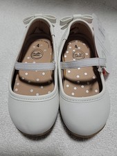 Wonder Nation Toddler Girl 's Classic White Bow Ballet Dress Flat Shoes Size 5
