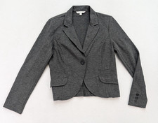 CAbi Women's Blazer Jacket Size 6 Gray Stretch Knit Long Sleeve
