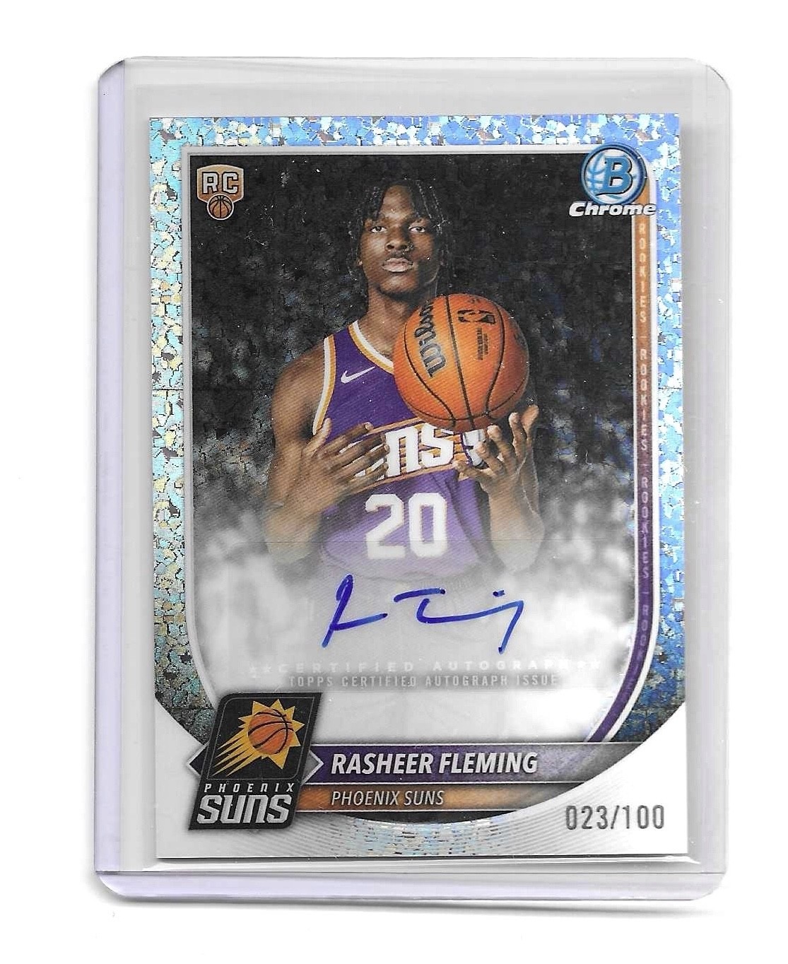 2025-26 Bowman Chrome Auto BCA-RF RC Rasheer Fleming Mini-Diamond /100