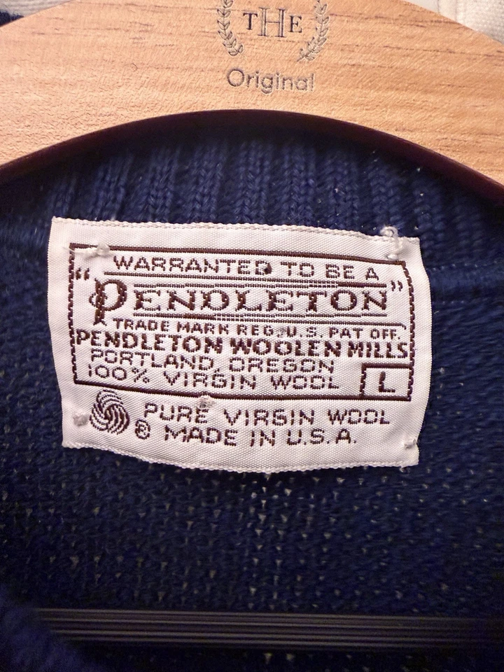 Vintage 80s Pendleton Navy Tic Tac Toe Baa Baa Baa Sheep Wool Sweater Vest - L - Image 2 of 4