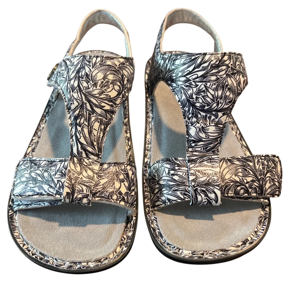 Alegria 女式 KEN-769 皮革凉鞋 42 码 US 11.5/12 黑白花卉 — 第 2/4 张图片