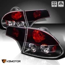 Black Fits 2006-2011 Honda Civic Sedan 4Dr Tail Lights Red/Clear Brake Lamps L+R