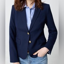 J.Crew Schoolboy Blazer Navy Wool Gold Buttons Women's Size 2 Preppy Career