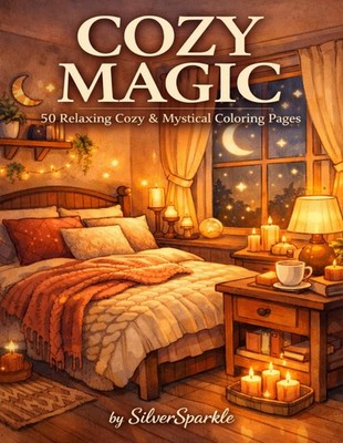 Cozy Magic: Bold and Easy Coloring Book for Adults | 50 Relaxing Cozy Rooms, Cut