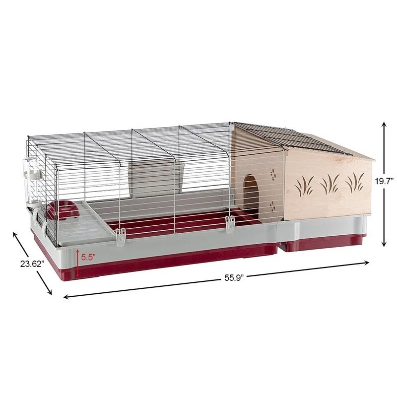 Extra Large Rabbit Cage W/ Wood Hutch Kit Easy Clean Access Water Bottle Metal - Image 2 of 4