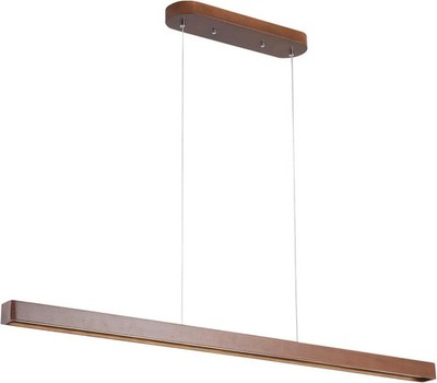 51-Inch Wood Linear LED Pendant Light   Dimmable Walnut Finish, Remote Control
