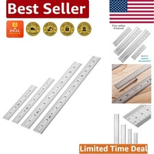 Comprehensive 4-Pack Stainless Steel Rulers, Metric  Imperial, Precision Made