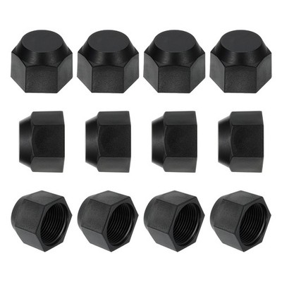3/4'' Plastic Flare Cap, 17/16-14UNF Female Thread 12Pcs 45 Degree SAE, Black