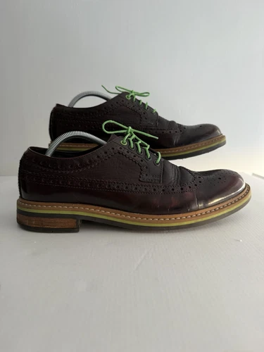 Clarks Tor England Oxford Marrone Con Lacci Verdi Edizione Limitata UK 9