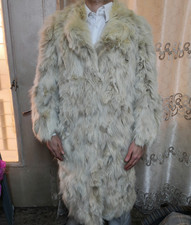 Vintage Luxury genuine Arctic blue shadow Fox fur long coat M 8 38