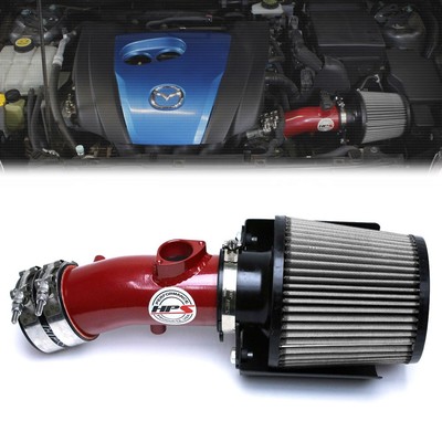 HPS Red Shortram Air Intake Heat Shield w/Filter For 12-13 Mazda 3 2.0 Skyactiv
