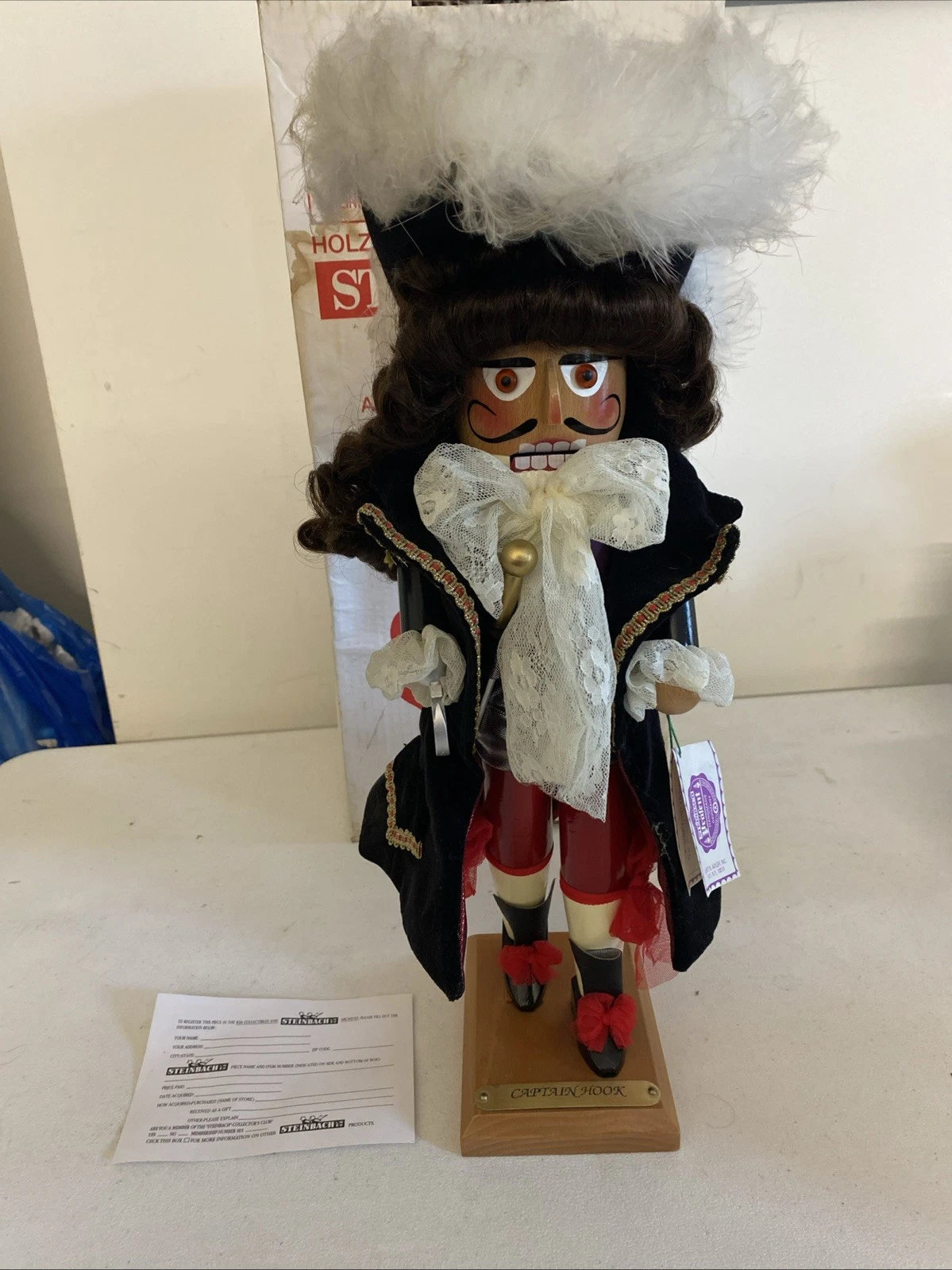 Steinbach Captain Hook Nutcracker S1826 Box Germany Wood Peter Pan Series