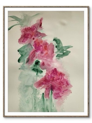 Abstract Red Flowers Impressionistic Original Wall Art 14X11 Mixed Media Paper