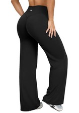 Yoga Pants Women High Waist Stretch Casual Soft Straight Leg Bottoms Black