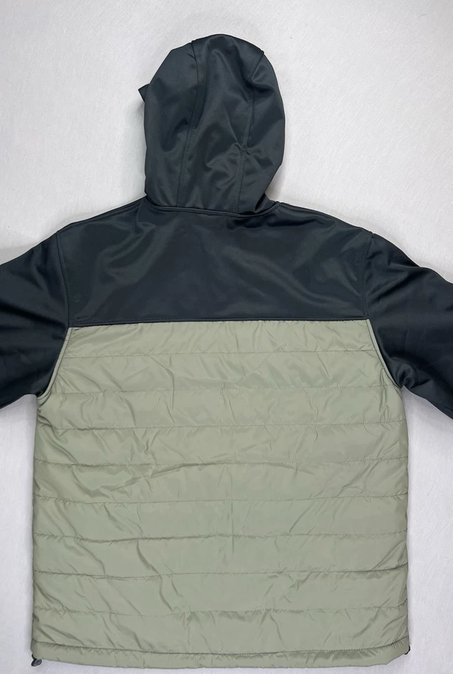 New Balance Puffer Jacket Fleece Lined Hooded Full Zip Green Mens Size Medium - Image 3 of 4