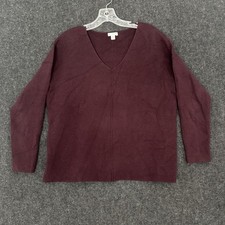 J Jill Sweater Women's Small Petite Burgundy V Neck Pullover Shirt Top Casual