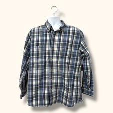 Ridgecut Toughwear Mens Blue Plaid Button Down Flannel Shirt XLT Workwear