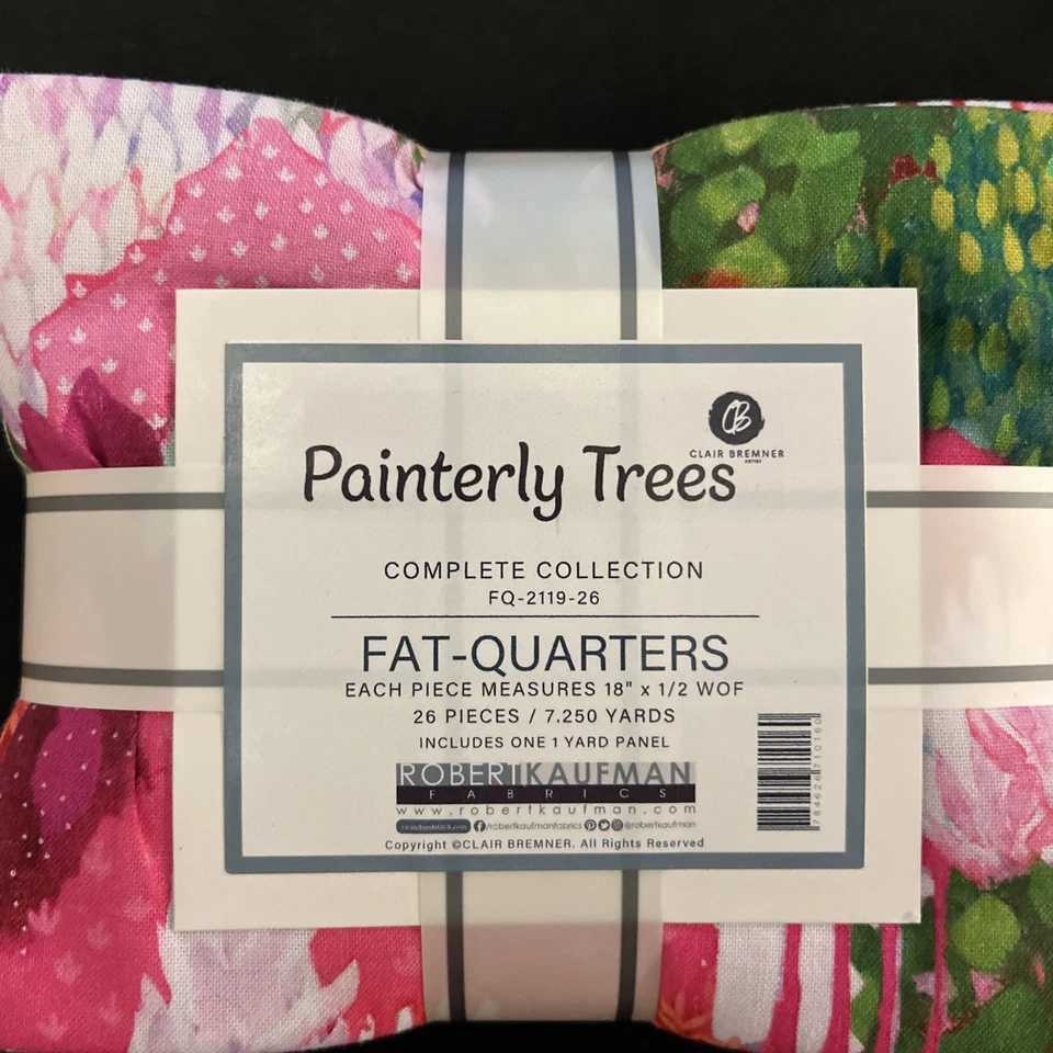 ROBERT KAUFMAN Painterly Trees Fat Quarter Bundle Complete Collection with Panel - Image 3 of 3