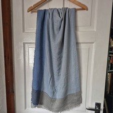Blue & White Cotton Summer Blanket Scarf Shawl Wrap Cover Up Sarong