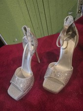 DREAM PAIRS WOMEN STILLETTO HIGH HEELS PLATFORM ANKLE STRAPS RHINESTONES SZ 7