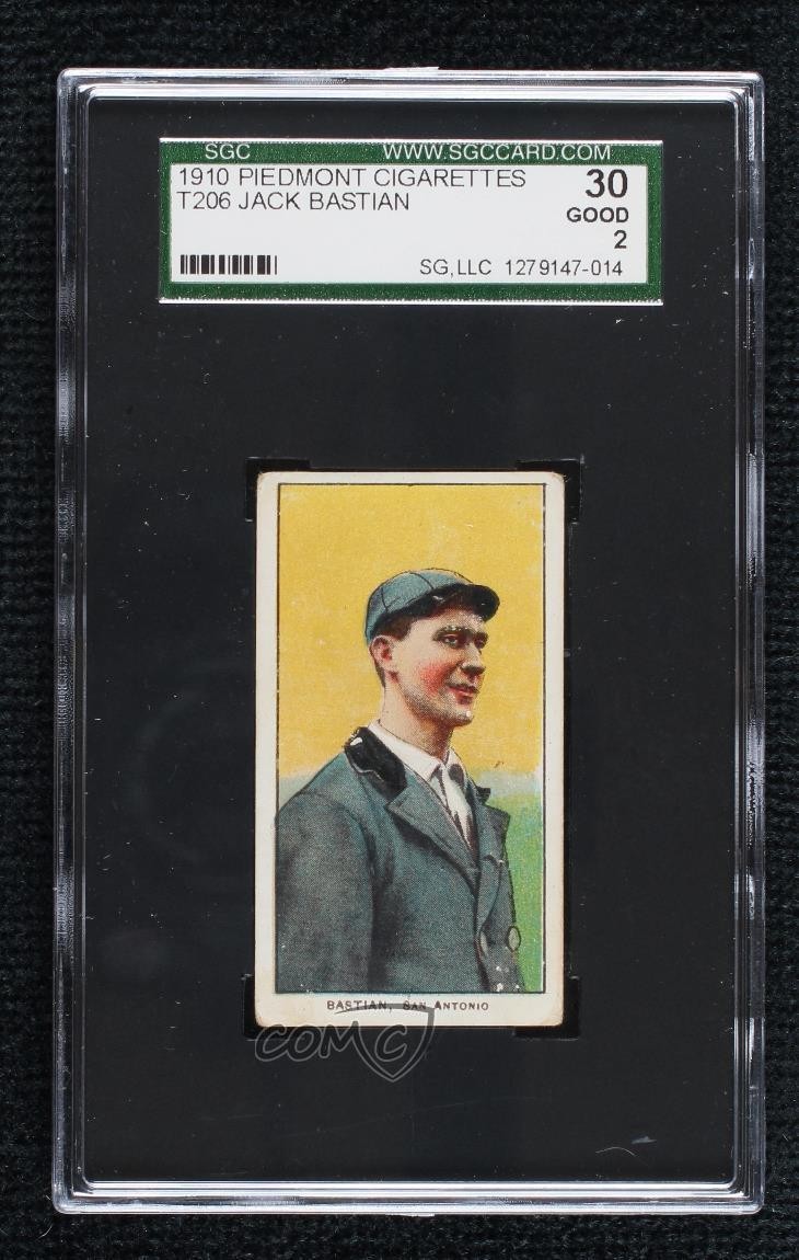1909-11 T206 Piedmont 350 Back Jack Bastian SGC 30 0q4x
