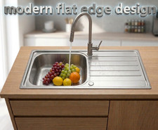 1.0 New Stainless Steel Kitchen Sink Big Bowl Inset Reversible Drainer