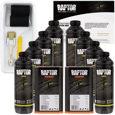 U-POL Raptor Tintable Spray-On Truck Bed Liner Kit,Tray & Brush, 8 Quarts