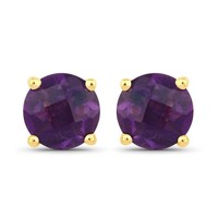 Cavill Amethyst Ohrringe Sterlingsilber Vergoldet 0,9Ct Rund Damen