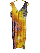 Fashion Nova Tie Dye Bodycon Midi Dress Sleeveless V Neck Stretch NWT Women’s M