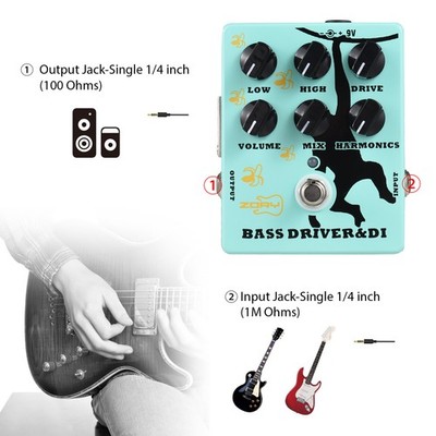 Driver And DI Box Bass Effector Pedal For Electric Bass Guitar With XLR Out EEUO