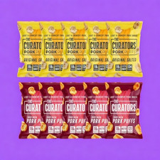 High Protein Crisps the Curators Mixed Pork Puffs Salted & Bacon 20X25G Snacks