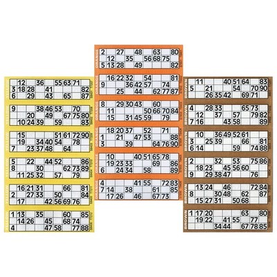 [Set mit 5 Blöcken] 600 Bingo Tickets Buchblock große & fette Zahlen Sicherheitscodiert