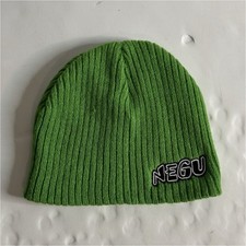 NEGU Green Knit Beanie Hat Unisex Kids Youth Logo Accent Soft Knit Fabric Style