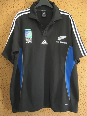 Maillot rugby Adidas All Blacks 2007 New Zealand Vintage Noir polyester - 6 / L - Photo 1/4