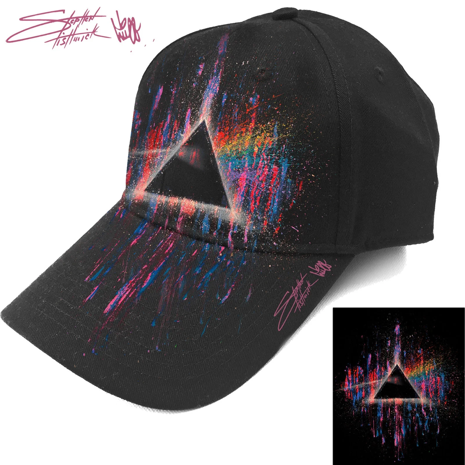 Pink Floyd Baseball Cap: Dark Side of the Moon Pink Splatter OFFICIAL NEW