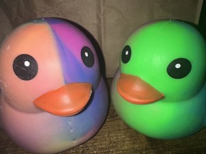Lot Of 2! Sunny Days Jumbo Squeezy Duck, Tie-Dye Squishy Stress Relief Toy, New!