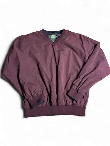 Cabela’s Men’s Medium Burgundy V-Neck Pullover Windbreaker Outdoor Jacket - product listing photo