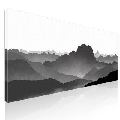 Gemälde Abstrakte Landschaft Berglandschaft Nebel grau minimalistisch, abl8 