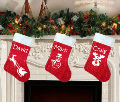 Personalisierter Samt Weihnachtsstrumpf Luxus Weihnachtsmann Schneemann Rudolph Sack