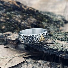 Mens Stainless Steel All Seeing Eye Freemason Masonic Band Ring Size 7-15 Gift