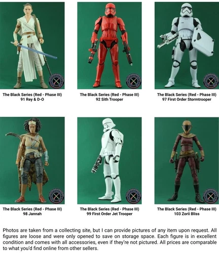 Star Wars Black Series Red Phase III Action Figures Rise of Skywalker (LOOSE)