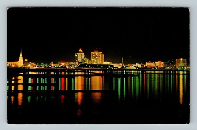 Corpus Christi TX-Texas, Christmas Lights, c1975 Vintage Postcard