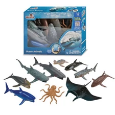 WENNO OCEAN Sea ANIMALS 10 PCS Sharks Dolphin Killer Whale Turtle Toys AR Games
